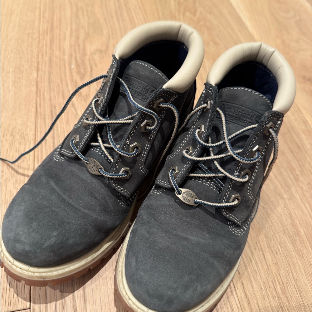 Timberland Gray and Cream Boots with Suede Finish